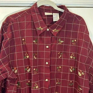 Burgundy Fall Leaves Women’s Shirt size 22W‎ 24W Teacher Artisy